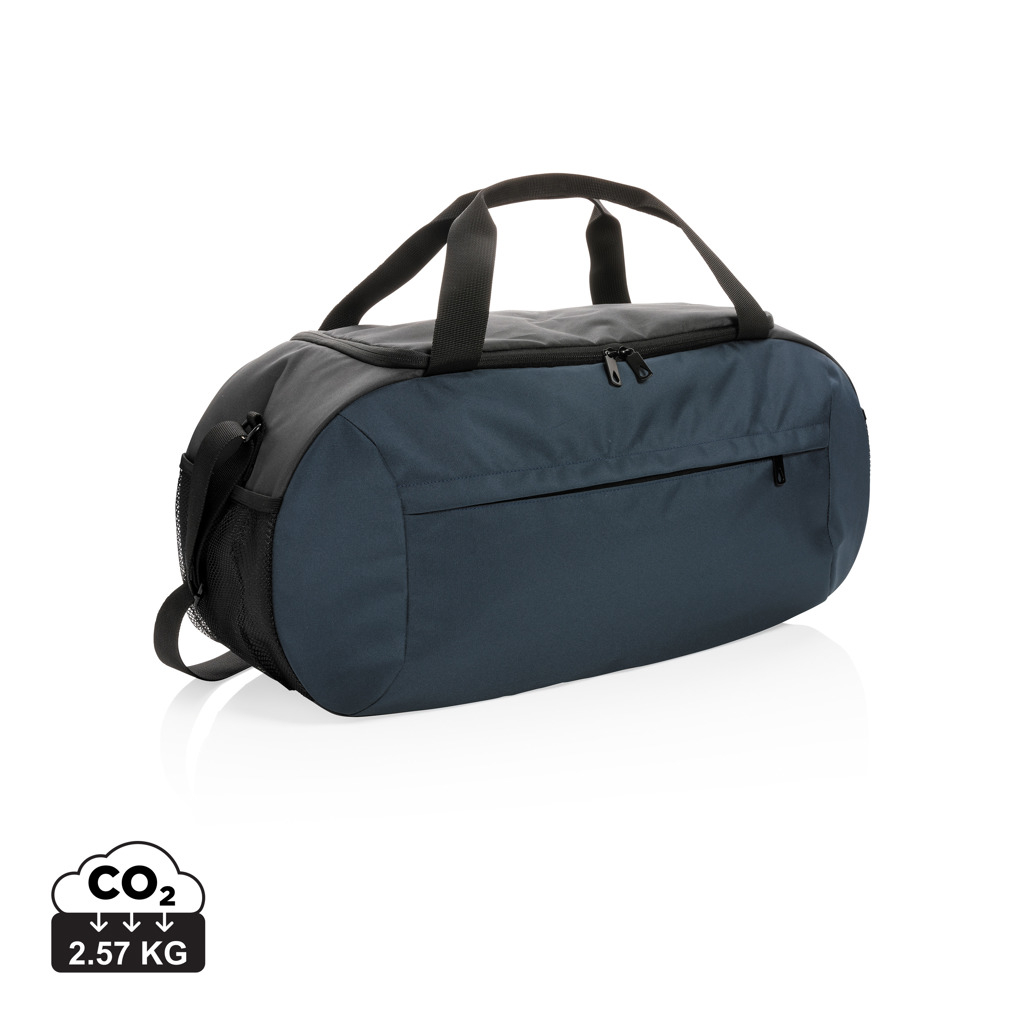 Sac de sport publicitaire en rPET Impact Bleu marine